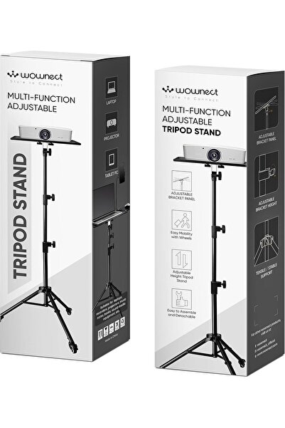 Wownect حامل ثلاثي القوائم لجهاز العرض مع عجلات [عبوة من قطعتين]