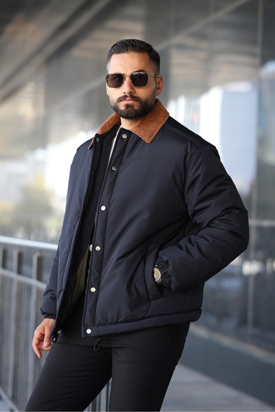 MİS MODA Cămașă pentru bărbați model catifea cu guler montat