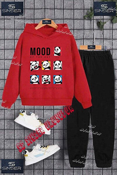 SS SİNSER Детски унисекс комплект спортен екип с качулка и специален принт „P...