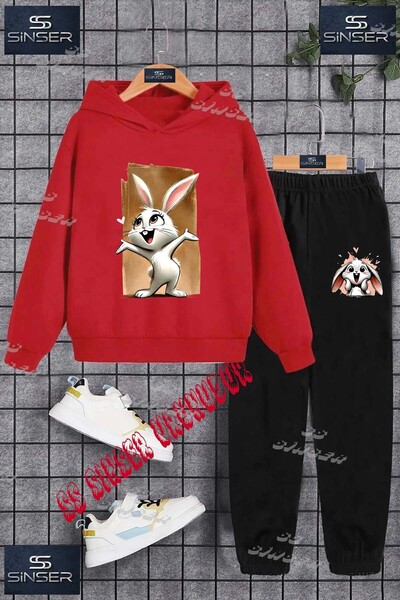 SS SİNSER Детски унисекс комплект спортен екип с качулка и специален принт „R...