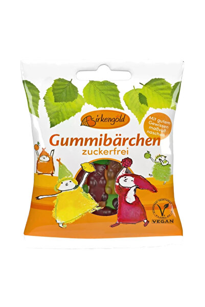 Birkengold Malinové gumové bonbóny bez cukru a želatiny, 50 g