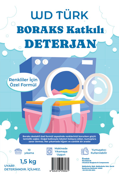 WD Türk Boraks Katkılı Deterjan 2 adet 1,5 kg Renkliler İçin Özel