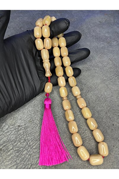 Mos Tespih Large Size Rope Tasseled Moire Crimped Amber Prayer Beads