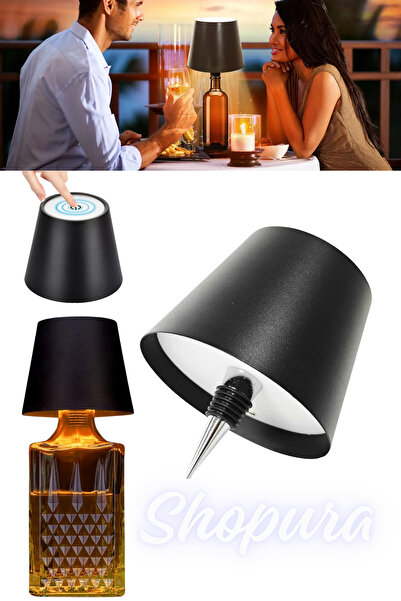 Shopura LED Şişe Lambası - Şişe Üstü Lamba - Dokunmatik Şarjlı Masa Şişe Lambası