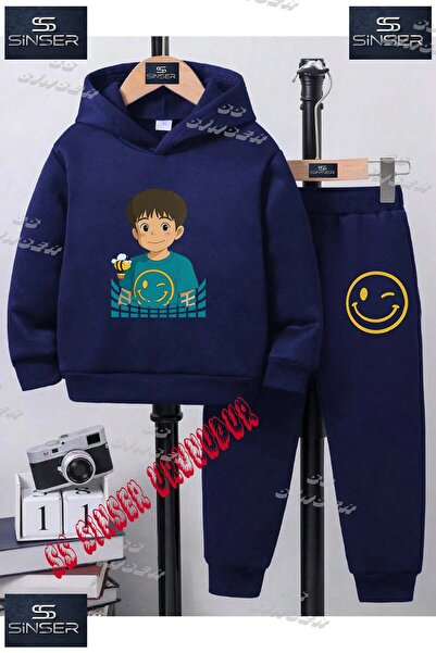 SS SİNSER Детски унисекс комплект спортен екип с качулка и специален принт „O...