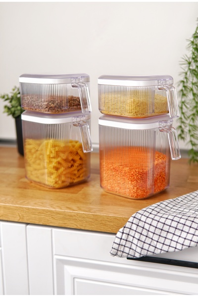 Hesaplı Kasa Set of 4 Multi-Purpose Food and Grain Storage Containers (2 X 2.5 Lt, 2 X 1.1 Lt)
