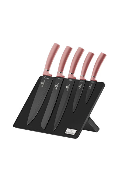 Berlinger Haus Stainless Steel Knife Set, 6 Pieces, with Magnetic Stand, I-Rose Edition Berlinger Haus