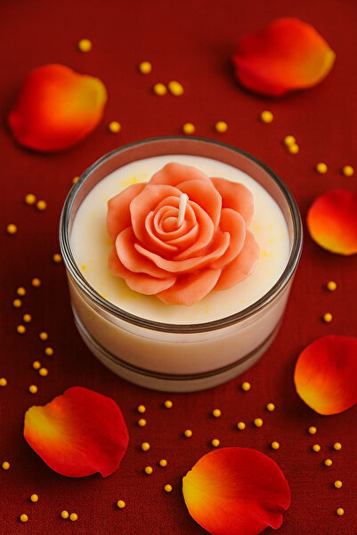 Gül Şekilli Dekoratif Soya Wax Mum