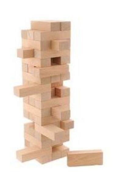 abnturk Süper Eğlenceli Ahşap Jenga Oyunu Denge Taktik Aile Oyunu 54 Parça