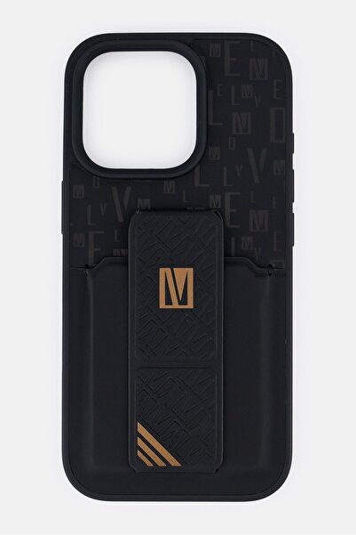 Levelo جراب مورفيكس الواقي لجهاز آيفون 16 برو مع حامل وحامل بطاقات، أسود