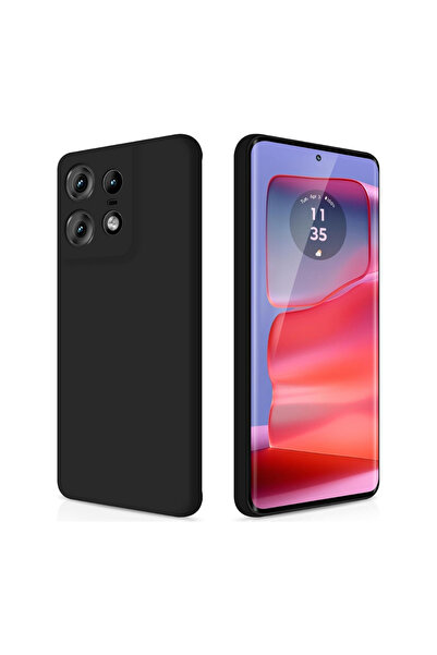 Motorola Edge 50 Pro case made of velvety silicone with camera protection - Black