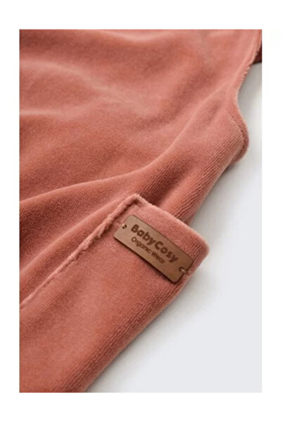 BabyCosy Salopeta Velvet cu bretele din 80% bumbac si 20% poliester - Caramiziu,