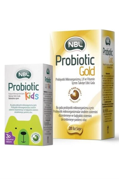 NBL Probiotic Gold 20 Saşe ve Probiotic Kids 30 Tablet