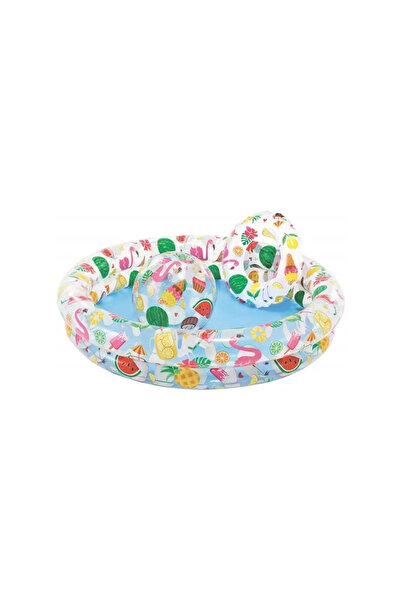 Intex Set piscina gonflabila + Colac + Minge, Intex, 59460, 122 x 26 cm, Multicolor