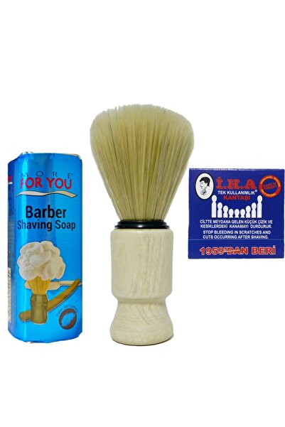 atamanstore Ahşap Saplı Berber Sakal Tıraş Fırçası, Tıraş Sabunu, Kibrit Kant...