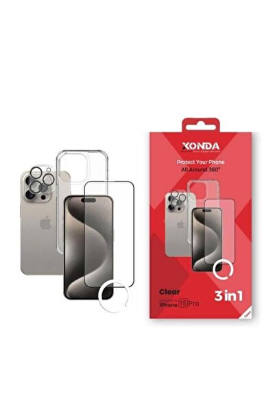 ZANDA مجموعة حماية زوندا 3 في 1 لهاتف iPhone 15 Pro Max شفافة
