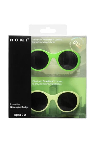 Mokki Children's Sunglasses Click & Change UV Protection Green, 0-2 years, Set of 2 Pairs