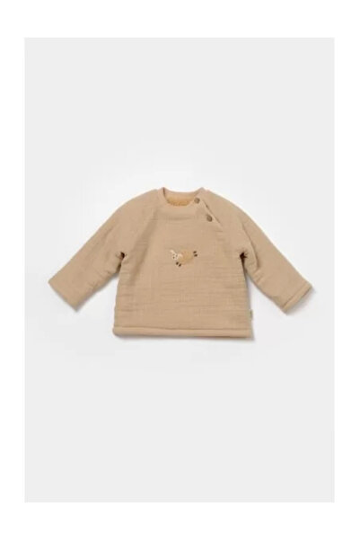 BabyCosy Set bluza dublata si pantaloni, Winter muselin, 100% bumbac - Apricot