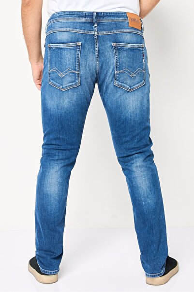Replay Men Slim Fit Washed Stretchable Jeans, Medium Blue