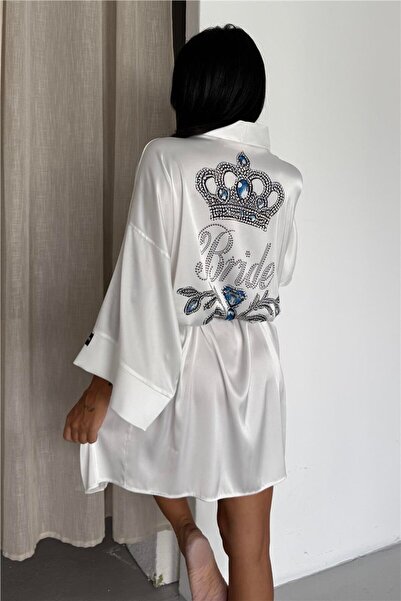 COCCOLARSI Reginae Bride Şifon Saten Kimono / Sabahlık