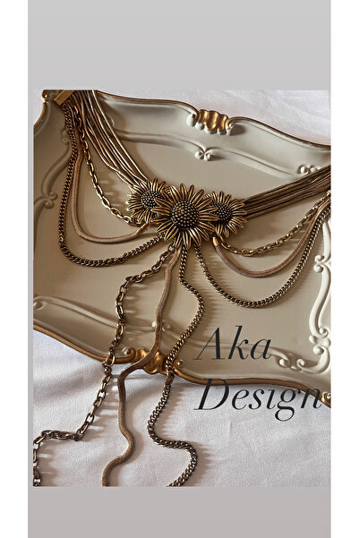 AKA DESIGN Marka model ayçiçeği sallantılı gerdanlık kolye