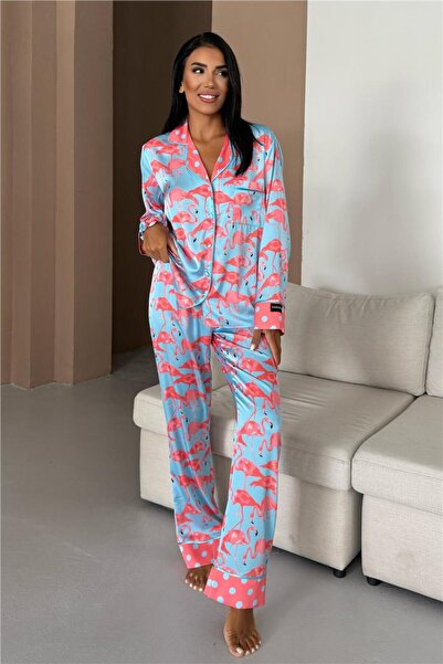 COCCOLARSI Viaggio Creativo Saten Uzun Pijama Takımı VCK0306