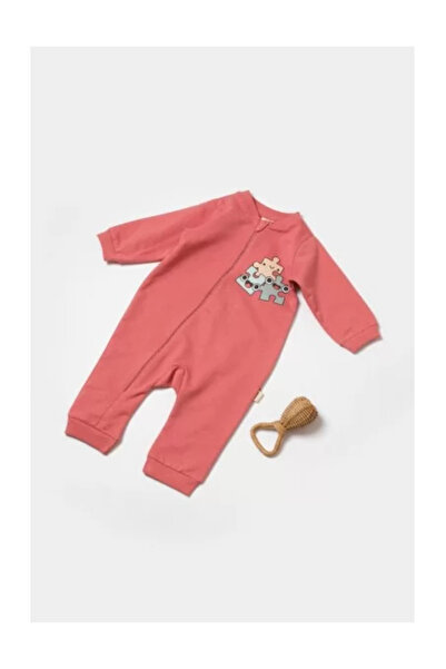 BabyCosy Salopeta cu fermoar, Two thread, BabyCosy, 100% bumbac , Rose