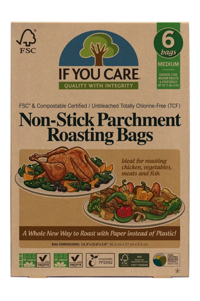 If You Care Nebělené pečící sáčky, bez chlóru, kompostovatelné, střední, 6 ks.