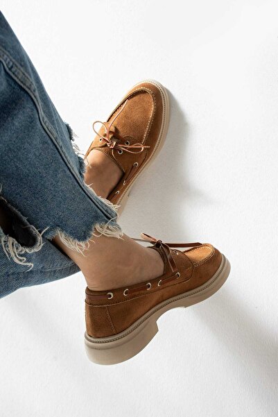 Yula Fashion Shoes Camelia Kadın Günlük Loafer Taba Süet
