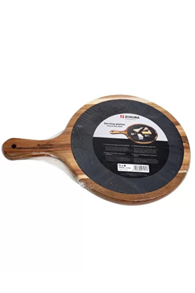 Zokura Serving Platter from Acacia Wood and Slate, 36.7 x 25 cm -