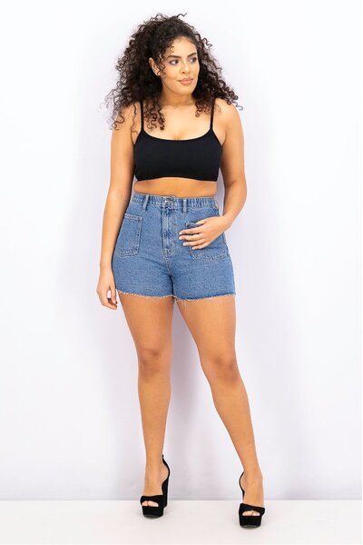 Sinsay Women High,Waist Denim Shorts, Blue
