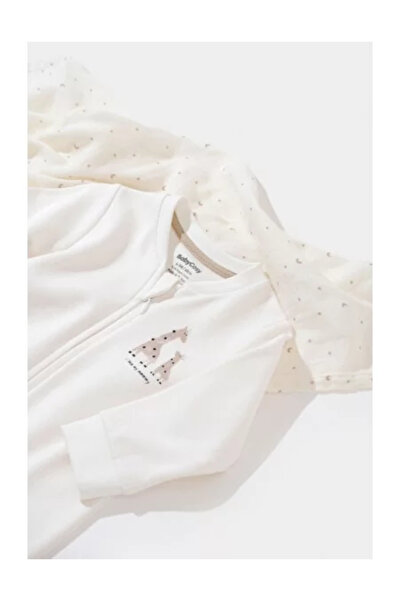 BabyCosy Salopeta cu fermoar Girafa, BabyCosy, 100% bumbac , Ecru