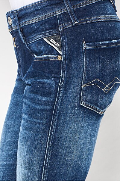 Replay Men Regular Fit Washed Stretchable Denim Jeans, Blue