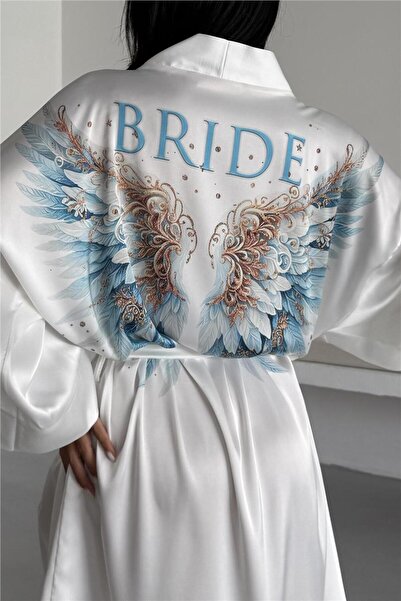 COCCOLARSI Seraphina Bride Şifon Saten Kimono / Sabahlık
