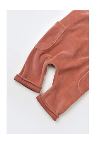 BabyCosy Salopeta Velvet cu bretele din 80% bumbac si 20% poliester - Caramiziu,