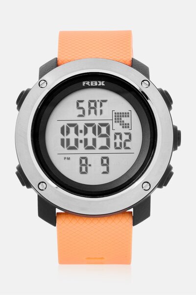 RBX Men RBX5449M Silicone Digital Watch 45mm, Orange