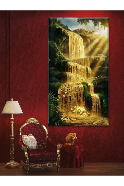 ESLEM ALTIN ŞELALE TEMALI BASKILI KANVAS TABLO