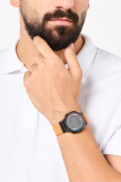 RBX Men RB5448M Fabric Digital Watch 43mm, Orange