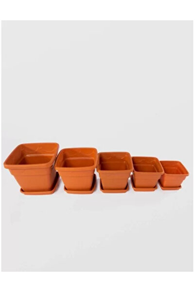 sterk Ghiveci Patrat cu Tava, STERK, 28 x 21 cm, Plastic Maro