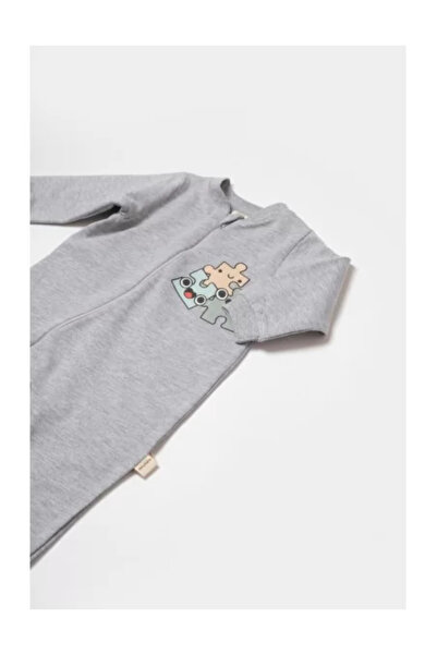 BabyCosy Salopeta cu fermoar, Two thread, BabyCosy, 100% bumbac , Gri