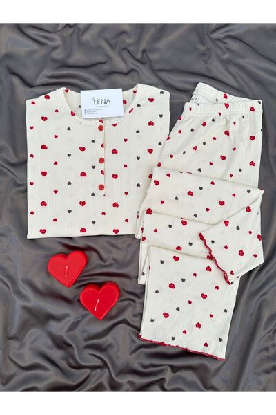 Lena Homewears Σετ πιτζάμες Berlin με κόκκινο σχέδιο καρδιάς