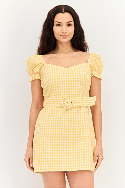 Forever New Women Gingham Pattern Belted Mini Dress, Multicolor