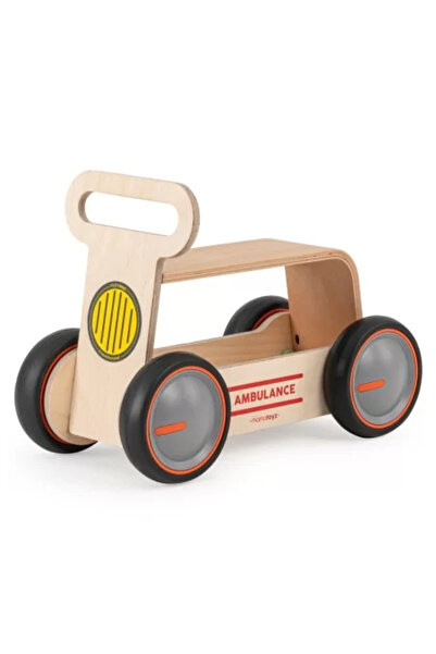 MAMATOYZ Ride-on Toy, Walker, and Toy Stroller DriveMe Wood Ambulance - 3-in-1 Wooden Toy