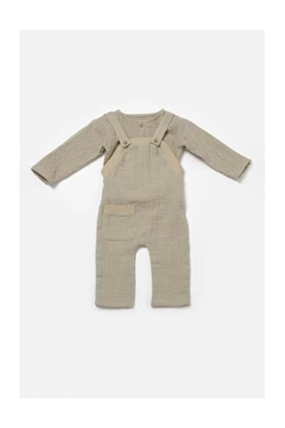 BabyCosy Set bluza si salopeta, Winter muselin, 100% bumbac - Verde