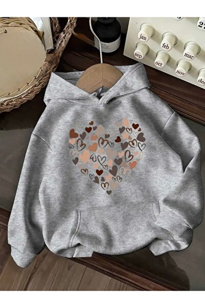 FUFLUNS سويت شيرت بقلنسوة للجنسين/رجال مطبوع عليه قلب كبير الحجم