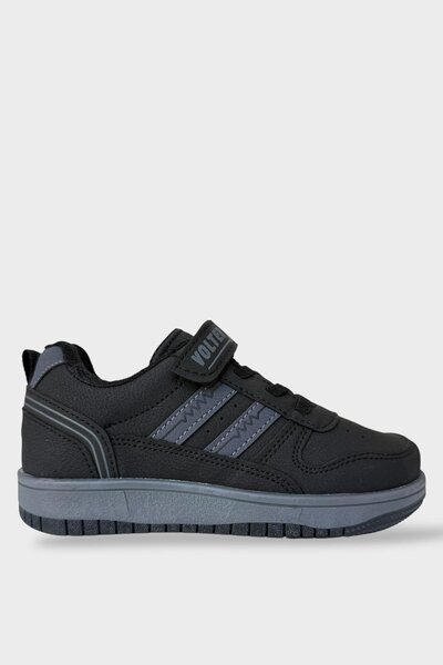 Liger Children's Lace-Up Velcro Kids' Sports Shoes Black - Smoke
