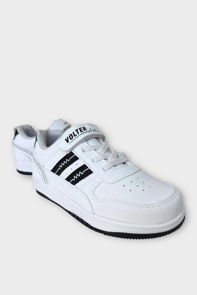 Liger Children's Lace-Up Velcro Kids' Sports Shoes White - Black