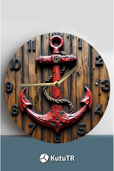kutuTR Mdf Wall Clock with Anchor Pattern – 33X33 cm Sdw383