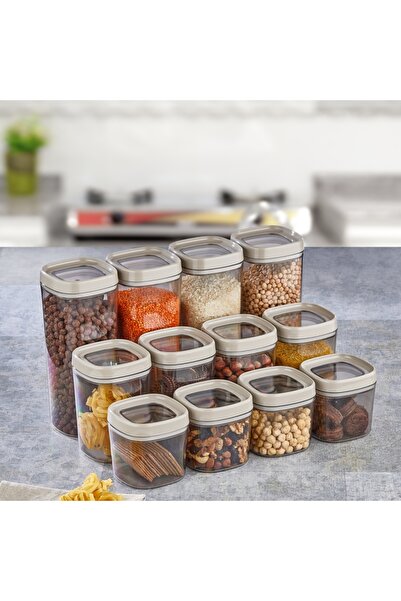 CERONNI Bonny Food Storage Container Set of 12, 1.8 Lt, 1 Lt, 600 ml Beige