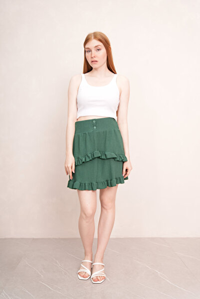 PONÇİK Women's Burumcuk Layered Mini Skirt 24070